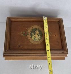 Antique English Victorian Hand Painted Wooden Jewelry Vanity Box