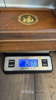 Antique English Victorian Hand Painted Wooden Jewelry Vanity Box