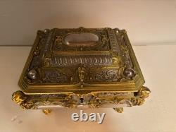 Antique Erhard & Sohne German Metal Gift Casket Jewelry Box
