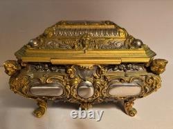 Antique Erhard & Sohne German Metal Gift Casket Jewelry Box
