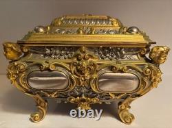 Antique Erhard & Sohne German Metal Gift Casket Jewelry Box