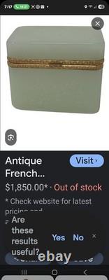 Antique French 0paline Beautifully Etched Storage Box Heavy Prestine Condition