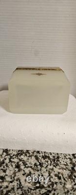 Antique French 0paline Beautifully Etched Storage Box Heavy Prestine Condition