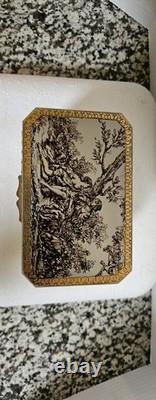 Antique French 0paline Beautifully Etched Storage Box Heavy Prestine Condition