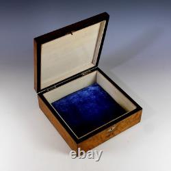 Antique French Inlaid Wood Box Unique Silver and Abelone Inlays