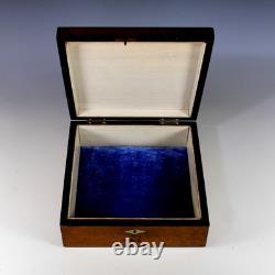Antique French Inlaid Wood Box Unique Silver and Abelone Inlays