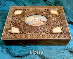 Antique French Jewelry Box, Circa 1875 With Hand Painted Miniature