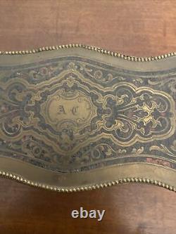 Antique French Napoleon III Casket Box with Brass Marquetry Inlay 11