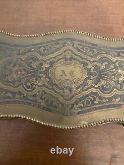 Antique French Napoleon III Casket Box with Brass Marquetry Inlay 11