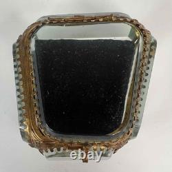 Antique French Palais Royal Ormolu Glass Wedding Ring Presentation Casket Box