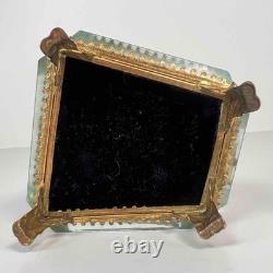 Antique French Palais Royal Ormolu Glass Wedding Ring Presentation Casket Box