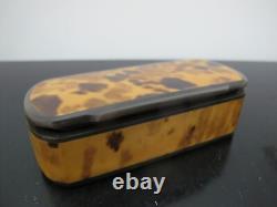 Antique GEORGIAN Faux Tortoiseshell Small Hinged Lid Snuff Trinket Casket BOX