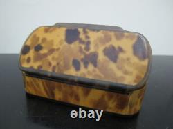 Antique GEORGIAN Faux Tortoiseshell Small Hinged Lid Snuff Trinket Casket BOX