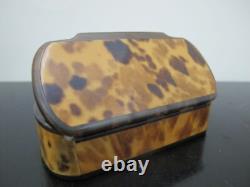 Antique GEORGIAN Faux Tortoiseshell Small Hinged Lid Snuff Trinket Casket BOX