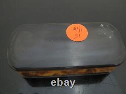 Antique GEORGIAN Faux Tortoiseshell Small Hinged Lid Snuff Trinket Casket BOX