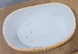 Antique German Trinket Box Bisque Baby Laying Basket Wicker Design