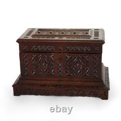 Antique Gothic Style Chip Carved Walnut Keepsake Box C1860