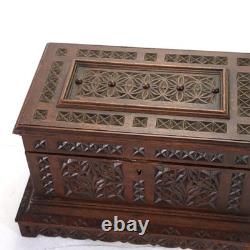 Antique Gothic Style Chip Carved Walnut Keepsake Box C1860