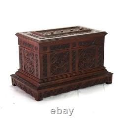 Antique Gothic Style Chip Carved Walnut Keepsake Box C1860