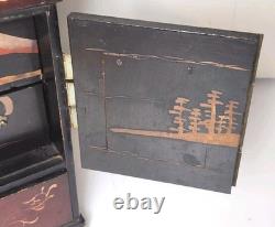 Antique Japanese Meiji Lacquered Jewelry Box Chest Of Drawers Table Cabinet