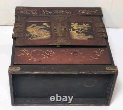 Antique Japanese Meiji Lacquered Jewelry Box Chest Of Drawers Table Cabinet