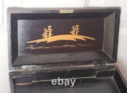 Antique Japanese Meiji Lacquered Jewelry Box Chest Of Drawers Table Cabinet