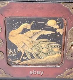 Antique Japanese Meiji Lacquered Jewelry Box Chest Of Drawers Table Cabinet
