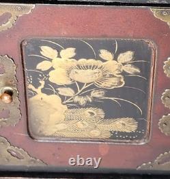 Antique Japanese Meiji Lacquered Jewelry Box Chest Of Drawers Table Cabinet