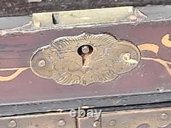 Antique Japanese Meiji Lacquered Jewelry Box Chest Of Drawers Table Cabinet