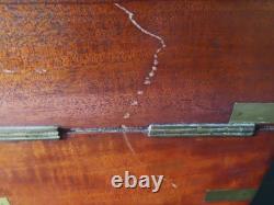 Antique Mahogany Tantalus Box with Brass Trim & Red Velvet Lining