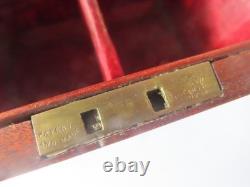 Antique Mahogany Tantalus Box with Brass Trim & Red Velvet Lining