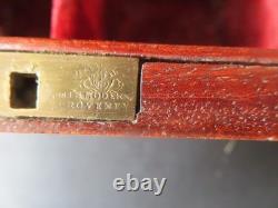 Antique Mahogany Tantalus Box with Brass Trim & Red Velvet Lining