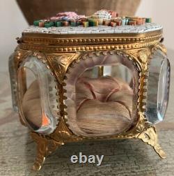 Antique Micro Mosaic Beveled Jewelry Casket Box