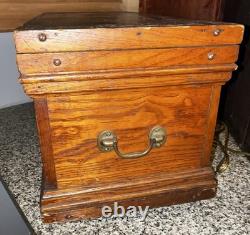 Antique Oak Miniature Chest 19 X 9 X 8.5 Original Hardware VERY NICE
