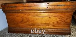 Antique Oak Miniature Chest 19 X 9 X 8.5 Original Hardware VERY NICE
