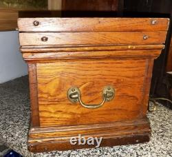 Antique Oak Miniature Chest 19 X 9 X 8.5 Original Hardware VERY NICE