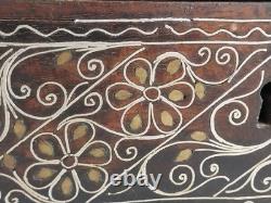 Antique Oriental Silver Brass Ottoman Inlaid wood Jewelry box trinket Hand made