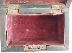 Antique Oriental Silver Brass Ottoman Inlaid wood Jewelry box trinket Hand made