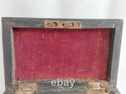 Antique Oriental Silver Brass Ottoman Inlaid wood Jewelry box trinket Hand made