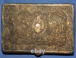 Antique Ornate Floral Metal footed jewellery box