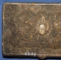 Antique Ornate Floral Metal footed jewellery box