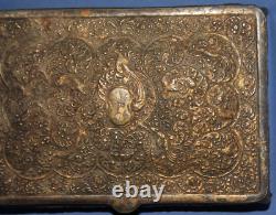 Antique Ornate Floral Metal footed jewellery box