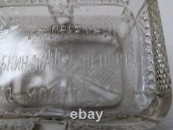 Antique Russian Imperial Clear Glass Tea or Sugar or Jewelry Box, Crack in lid