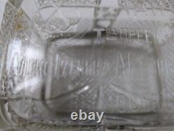 Antique Russian Imperial Clear Glass Tea or Sugar or Jewelry Box, Crack in lid