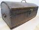 Antique Small Dome Top Trunk Treasure Chest Wooden Document Box Old Worn Patina