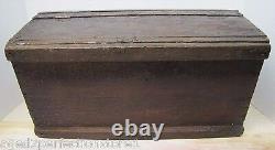 Antique Small Dome Top Trunk Treasure Chest Wooden Document Box old worn patina