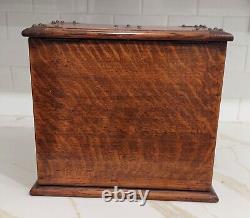 Antique Stationary Box, Desk Top Oak Wood Cantilevered Edwardian c1910 organizer