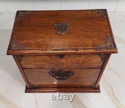 Antique Stationary Box, Desk Top Oak Wood Cantilevered Edwardian c1910 organizer