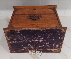 Antique Stationary Box, Desk Top Oak Wood Cantilevered Edwardian c1910 organizer