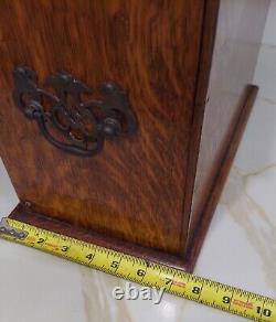 Antique Stationary Box, Desk Top Oak Wood Cantilevered Edwardian c1910 organizer